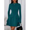 imagePRETTYGARDEN Womens Long Sleeve Mini Dress 2025 Fall Bodycon Mock Neck Elegant Business Work Party Short DressesBlue Green