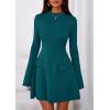 imagePRETTYGARDEN Womens Long Sleeve Mini Dress 2025 Fall Bodycon Mock Neck Elegant Business Work Party Short DressesBlue Green