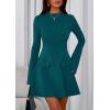 imagePRETTYGARDEN Womens Long Sleeve Mini Dress 2025 Fall Bodycon Mock Neck Elegant Business Work Party Short DressesBlue Green