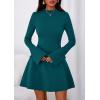 imagePRETTYGARDEN Womens Long Sleeve Mini Dress 2025 Fall Bodycon Mock Neck Elegant Business Work Party Short DressesBlue Green