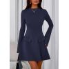 imagePRETTYGARDEN Womens Long Sleeve Mini Dress 2025 Fall Bodycon Mock Neck Elegant Business Work Party Short DressesDark Blue
