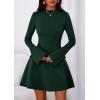 imagePRETTYGARDEN Womens Long Sleeve Mini Dress 2025 Fall Bodycon Mock Neck Elegant Business Work Party Short DressesDark Green