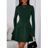 imagePRETTYGARDEN Womens Long Sleeve Mini Dress 2025 Fall Bodycon Mock Neck Elegant Business Work Party Short DressesDark Green