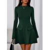 imagePRETTYGARDEN Womens Long Sleeve Mini Dress 2025 Fall Bodycon Mock Neck Elegant Business Work Party Short DressesDark Green