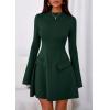 imagePRETTYGARDEN Womens Long Sleeve Mini Dress 2025 Fall Bodycon Mock Neck Elegant Business Work Party Short DressesDark Green