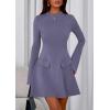 imagePRETTYGARDEN Womens Long Sleeve Mini Dress 2025 Fall Bodycon Mock Neck Elegant Business Work Party Short DressesGrey Blue