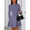 imagePRETTYGARDEN Womens Long Sleeve Mini Dress 2025 Fall Bodycon Mock Neck Elegant Business Work Party Short DressesGrey Blue
