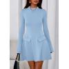 imagePRETTYGARDEN Womens Long Sleeve Mini Dress 2025 Fall Bodycon Mock Neck Elegant Business Work Party Short DressesLight Blue