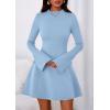 imagePRETTYGARDEN Womens Long Sleeve Mini Dress 2025 Fall Bodycon Mock Neck Elegant Business Work Party Short DressesLight Blue