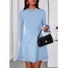 imagePRETTYGARDEN Womens Long Sleeve Mini Dress 2025 Fall Bodycon Mock Neck Elegant Business Work Party Short DressesLight Blue