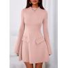 imagePRETTYGARDEN Womens Long Sleeve Mini Dress 2025 Fall Bodycon Mock Neck Elegant Business Work Party Short DressesLight Pink