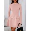 imagePRETTYGARDEN Womens Long Sleeve Mini Dress 2025 Fall Bodycon Mock Neck Elegant Business Work Party Short DressesLight Pink