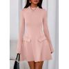 imagePRETTYGARDEN Womens Long Sleeve Mini Dress 2025 Fall Bodycon Mock Neck Elegant Business Work Party Short DressesLight Pink