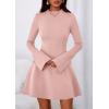 imagePRETTYGARDEN Womens Long Sleeve Mini Dress 2025 Fall Bodycon Mock Neck Elegant Business Work Party Short DressesLight Pink