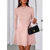 imagePRETTYGARDEN Womens Long Sleeve Mini Dress 2025 Fall Bodycon Mock Neck Elegant Business Work Party Short DressesLight Pink