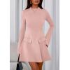 imagePRETTYGARDEN Womens Long Sleeve Mini Dress 2025 Fall Bodycon Mock Neck Elegant Business Work Party Short DressesLight Pink