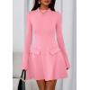 imagePRETTYGARDEN Womens Long Sleeve Mini Dress 2025 Fall Bodycon Mock Neck Elegant Business Work Party Short DressesPink