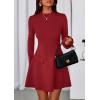 imagePRETTYGARDEN Womens Long Sleeve Mini Dress 2025 Fall Bodycon Mock Neck Elegant Business Work Party Short DressesRed