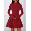imagePRETTYGARDEN Womens Long Sleeve Mini Dress 2025 Fall Bodycon Mock Neck Elegant Business Work Party Short DressesRed