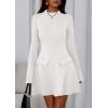 imagePRETTYGARDEN Womens Long Sleeve Mini Dress 2025 Fall Bodycon Mock Neck Elegant Business Work Party Short DressesWhite