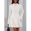 imagePRETTYGARDEN Womens Long Sleeve Mini Dress 2025 Fall Bodycon Mock Neck Elegant Business Work Party Short DressesWhite