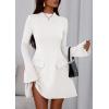 imagePRETTYGARDEN Womens Long Sleeve Mini Dress 2025 Fall Bodycon Mock Neck Elegant Business Work Party Short DressesWhite