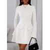 imagePRETTYGARDEN Womens Long Sleeve Mini Dress 2025 Fall Bodycon Mock Neck Elegant Business Work Party Short DressesWhite