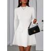 imagePRETTYGARDEN Womens Long Sleeve Mini Dress 2025 Fall Bodycon Mock Neck Elegant Business Work Party Short DressesWhite
