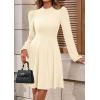 imagePRETTYGARDEN Womens Long Sleeve Mini Dress 2025 Fall Trendy Crewneck Ribbed Knit Soft A Line Flowy Summer Formal DressesBeige