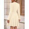 imagePRETTYGARDEN Womens Long Sleeve Mini Dress 2025 Fall Trendy Crewneck Ribbed Knit Soft A Line Flowy Summer Formal DressesBeige