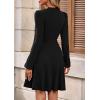 imagePRETTYGARDEN Womens Long Sleeve Mini Dress 2025 Fall Trendy Crewneck Ribbed Knit Soft A Line Flowy Summer Formal DressesBlack