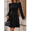 imagePRETTYGARDEN Womens Long Sleeve Mini Dress 2025 Fall Trendy Crewneck Ribbed Knit Soft A Line Flowy Summer Formal DressesBlack
