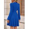imagePRETTYGARDEN Womens Long Sleeve Mini Dress 2025 Fall Trendy Crewneck Ribbed Knit Soft A Line Flowy Summer Formal DressesBlue