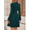 imagePRETTYGARDEN Womens Long Sleeve Mini Dress 2025 Fall Trendy Crewneck Ribbed Knit Soft A Line Flowy Summer Formal DressesDark Green