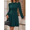imagePRETTYGARDEN Womens Long Sleeve Mini Dress 2025 Fall Trendy Crewneck Ribbed Knit Soft A Line Flowy Summer Formal DressesDark Green