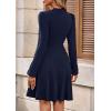imagePRETTYGARDEN Womens Long Sleeve Mini Dress 2025 Fall Trendy Crewneck Ribbed Knit Soft A Line Flowy Summer Formal DressesNavy Blue