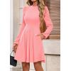 imagePRETTYGARDEN Womens Long Sleeve Mini Dress 2025 Fall Trendy Crewneck Ribbed Knit Soft A Line Flowy Summer Formal DressesPink
