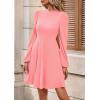imagePRETTYGARDEN Womens Long Sleeve Mini Dress 2025 Fall Trendy Crewneck Ribbed Knit Soft A Line Flowy Summer Formal DressesPink