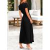 imagePRETTYGARDEN Womens Maxi Dresses 2025 Summer Trendy Cap Short Sleeve Button V Neck Casual Flowy Pleated Long DressBlack