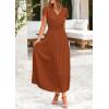 imagePRETTYGARDEN Womens Maxi Dresses 2025 Summer Trendy Cap Short Sleeve Button V Neck Casual Flowy Pleated Long DressBrown