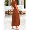 imagePRETTYGARDEN Womens Maxi Dresses 2025 Summer Trendy Cap Short Sleeve Button V Neck Casual Flowy Pleated Long DressBrown