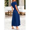 imagePRETTYGARDEN Womens Maxi Dresses 2025 Summer Trendy Cap Short Sleeve Button V Neck Casual Flowy Pleated Long DressDark Blue