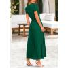 imagePRETTYGARDEN Womens Maxi Dresses 2025 Summer Trendy Cap Short Sleeve Button V Neck Casual Flowy Pleated Long DressDark Green