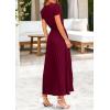 imagePRETTYGARDEN Womens Maxi Dresses 2025 Summer Trendy Cap Short Sleeve Button V Neck Casual Flowy Pleated Long DressDark Wine Red