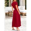 imagePRETTYGARDEN Womens Maxi Dresses 2025 Summer Trendy Cap Short Sleeve Button V Neck Casual Flowy Pleated Long DressJujube Red