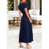 imagePRETTYGARDEN Womens Maxi Dresses 2025 Summer Trendy Cap Short Sleeve Button V Neck Casual Flowy Pleated Long DressNavy