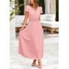 imagePRETTYGARDEN Womens Maxi Dresses 2025 Summer Trendy Cap Short Sleeve Button V Neck Casual Flowy Pleated Long DressPink