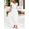 imagePRETTYGARDEN Womens Maxi Dresses 2025 Summer Trendy Cap Short Sleeve Button V Neck Casual Flowy Pleated Long DressWhite