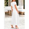 imagePRETTYGARDEN Womens Maxi Dresses 2025 Summer Trendy Cap Short Sleeve Button V Neck Casual Flowy Pleated Long DressWhite