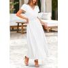 imagePRETTYGARDEN Womens Maxi Dresses 2025 Summer Trendy Cap Short Sleeve Button V Neck Casual Flowy Pleated Long DressWhite